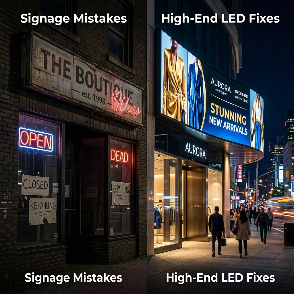7 Mistakes You’re Making with Your Storefront Signage (And How High-End LED Upgrades Fix Them)