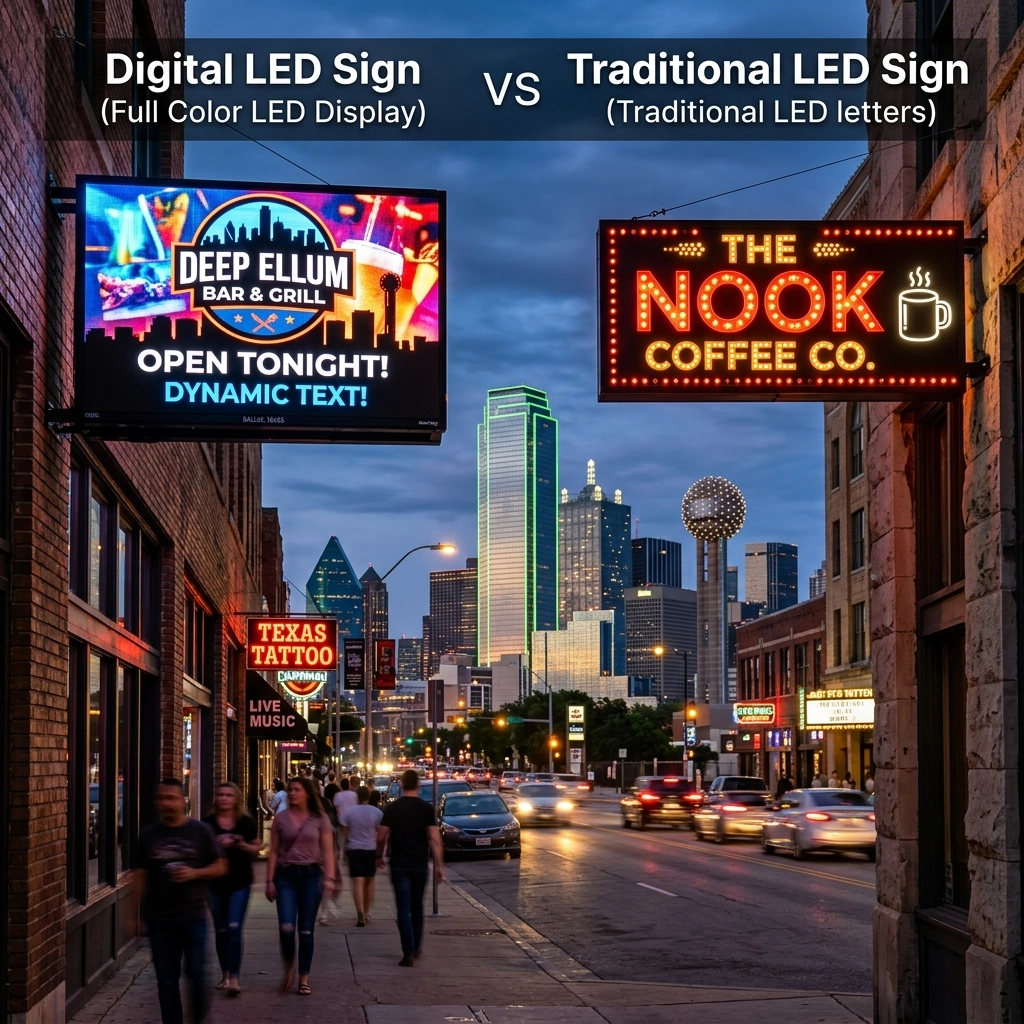 Digital vs. Traditional LED Signs: Which is Better for Your Dallas Business?